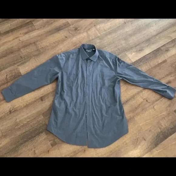 DKNY Slim Fit Mens Dress Shirt Button Blue Diamond  Cotton Size XL 17 ‎ 32/33 - Picture 1 of 4